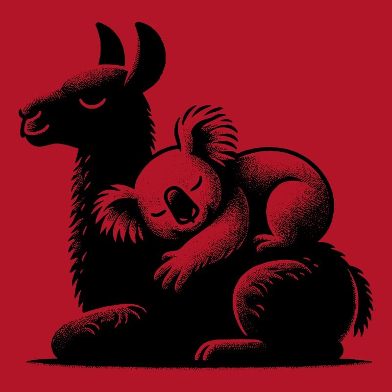 Sleeping koala on a sleeping llama