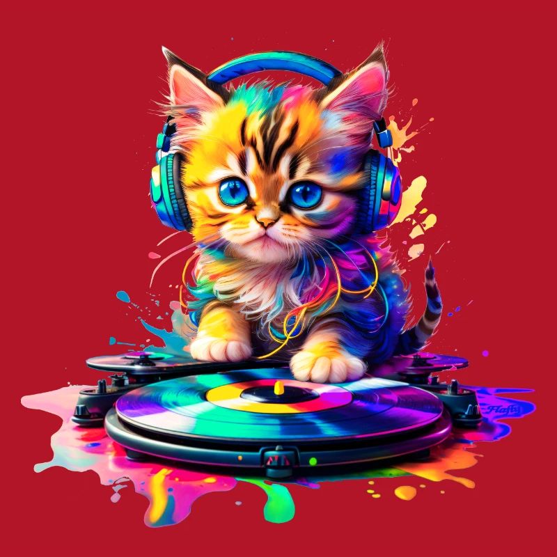 Kätzchen DJ - Regenbogen 2