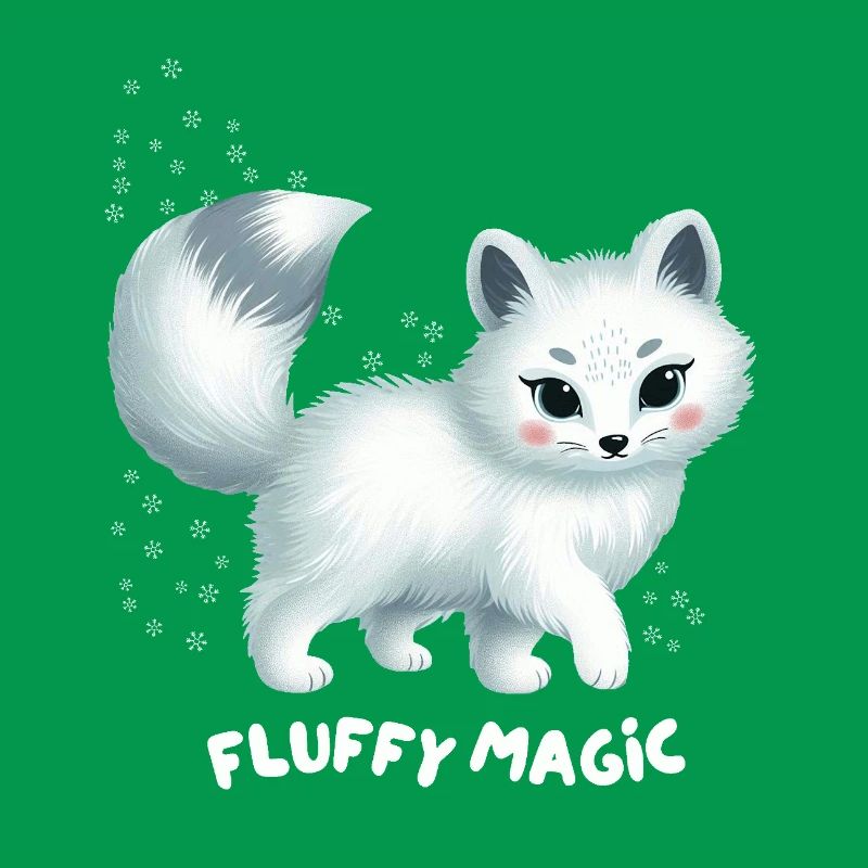 White Fox with Fluffy Kitty