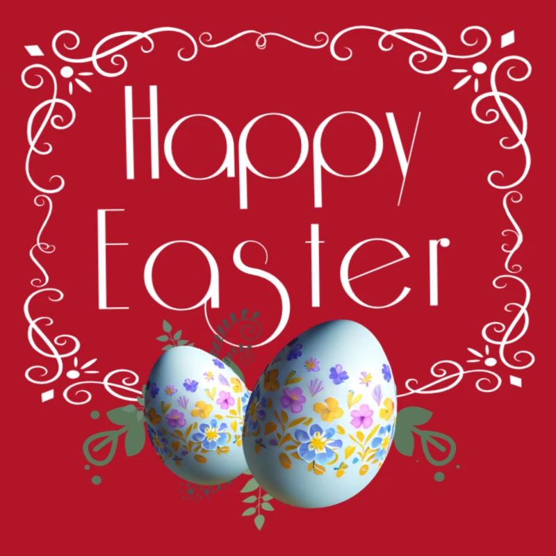 Happy Easter lettering with Easter eggs