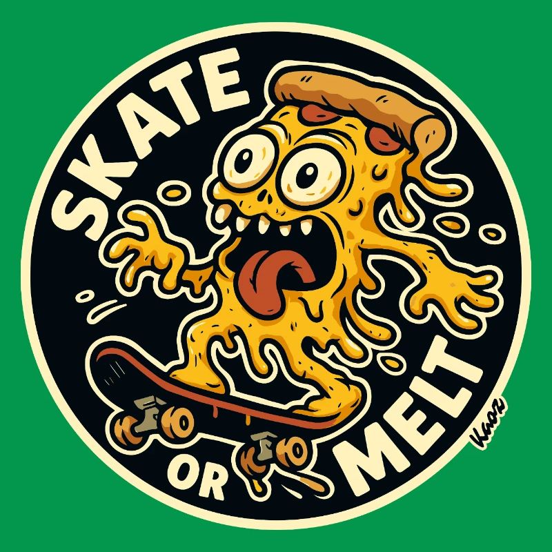 Skate oder Melt Käse Pizza Monster Skateboard