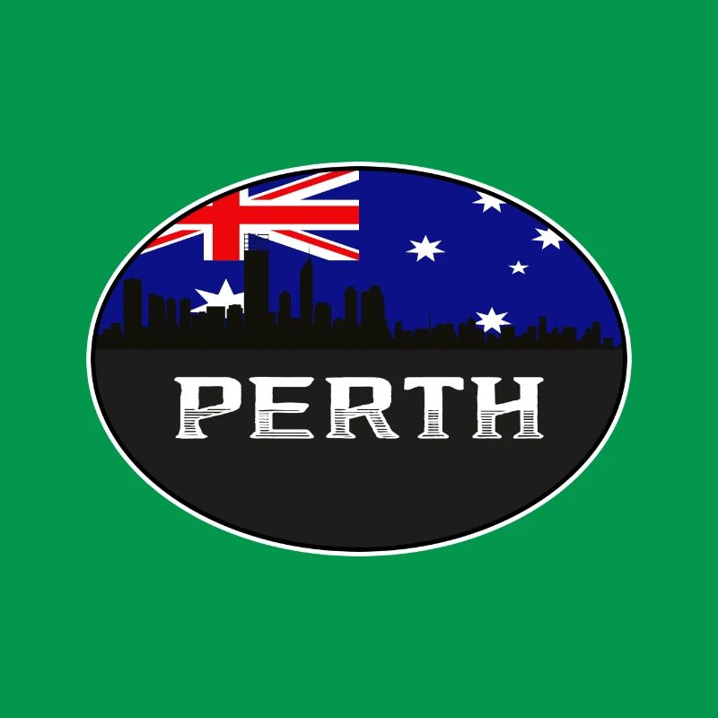 Perth Australie Skyline Silhouette Drapeau australien