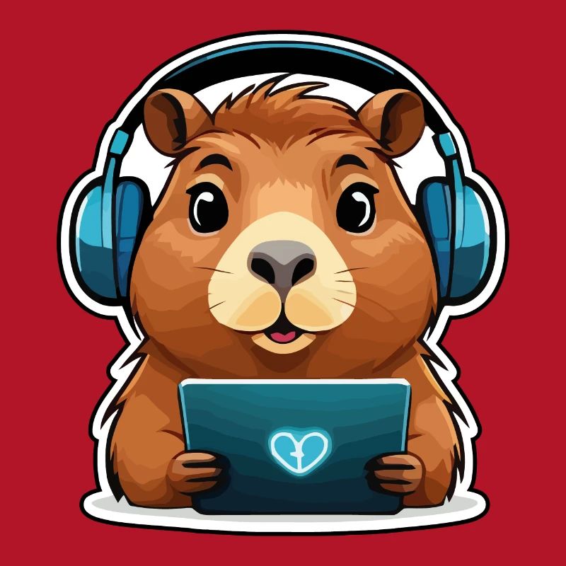 Capybara with computer