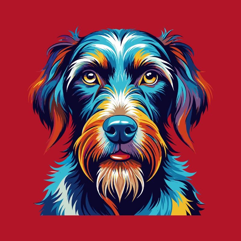 German Wirehaired Pointer Dog Breed Cartoon Kawaii