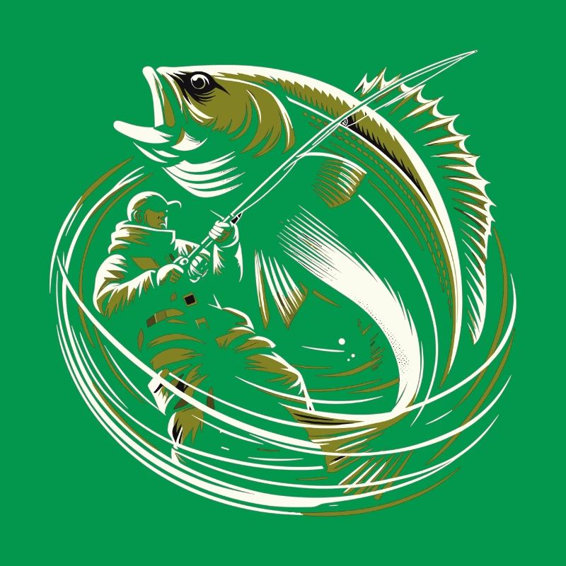 Pêche Pêcheur Morue Poisson Géant Vert Olive Cadeau