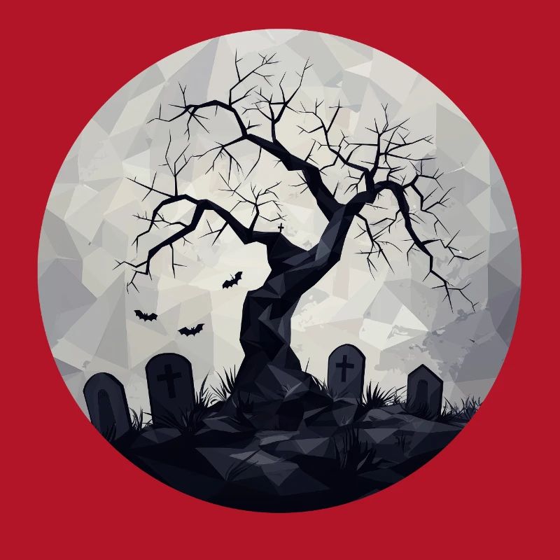 Dark Ghost Trees with Cemetery