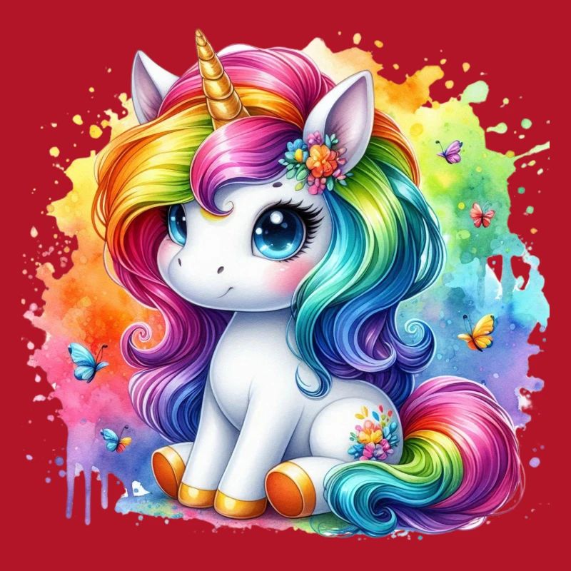 Regenbogen Einhorn Aquarell