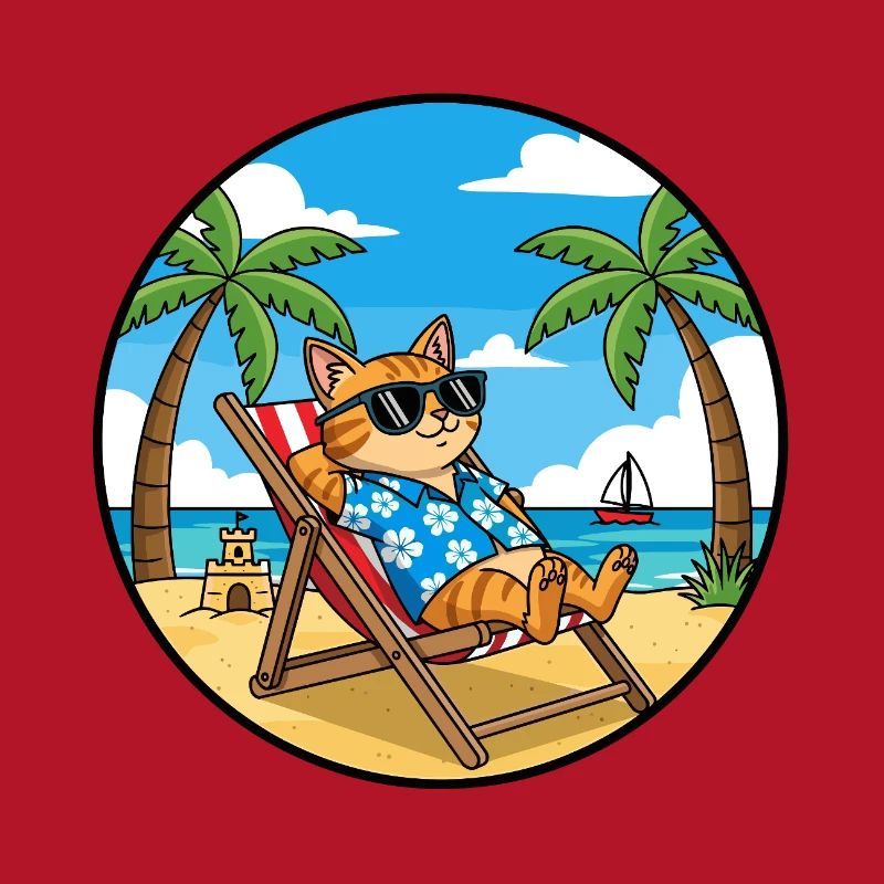 Cool Cat Beach Vacation Summer Vibes