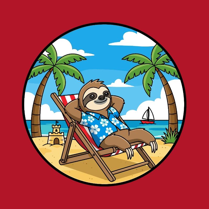 Cool Sloth Beach Vacation Summer Vibes