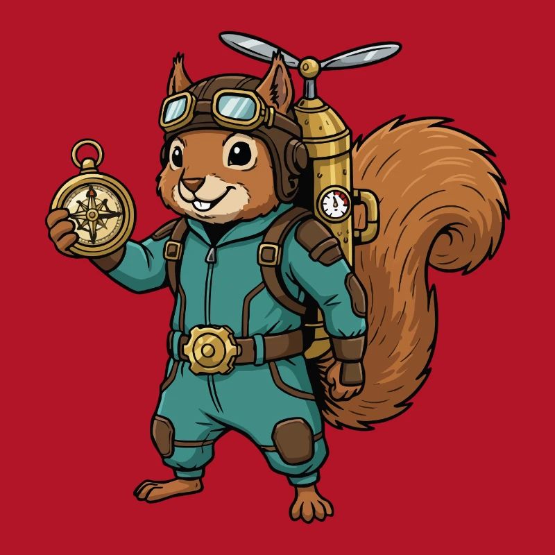 Squirrel Steampunk Aviator Jetpack-Kompass