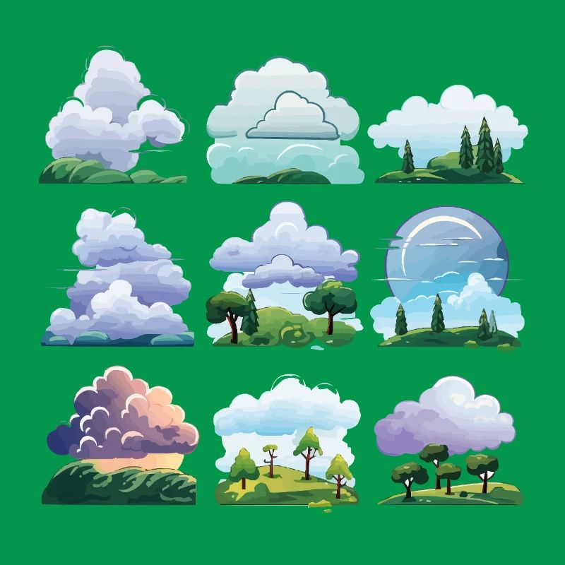 Ensemble de dessins animés Cloudscapes