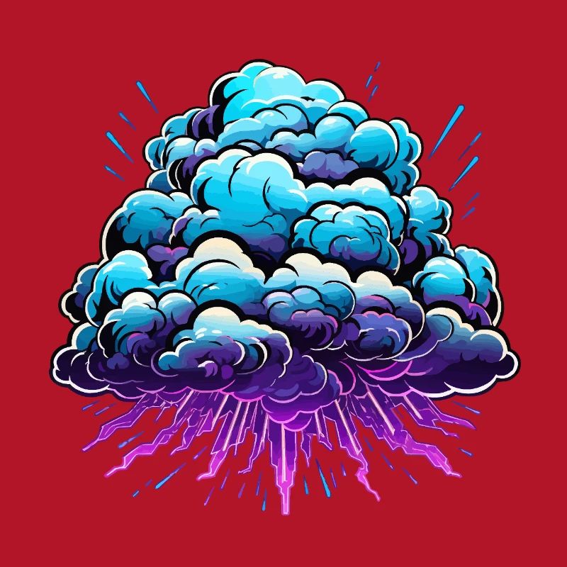 Blue Cloud Pop Explosion de néon