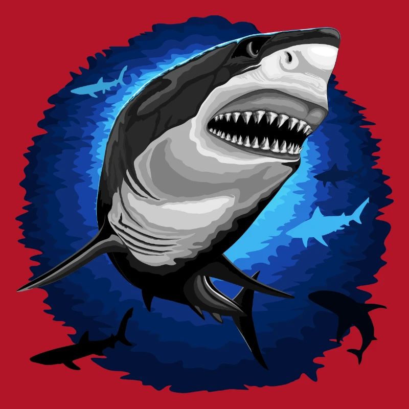 Shark Attack jaws on Deep Blue Ocean