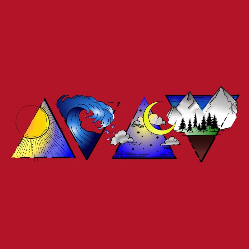 vier Elemente farbig quer