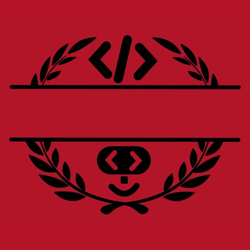 Code logo et code smiley dans une couronne de laurier