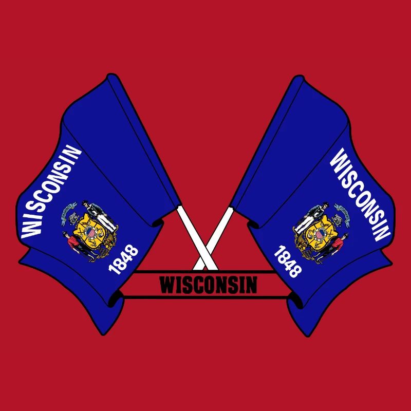 Two flags text WISCONSIN