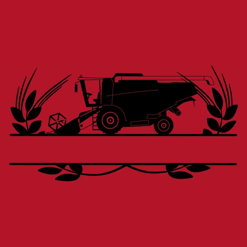 Combine Harvester in Crop Circle with Text Space