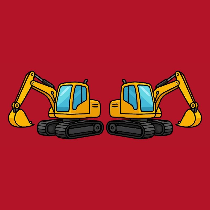 Silhouette de machine de construction double