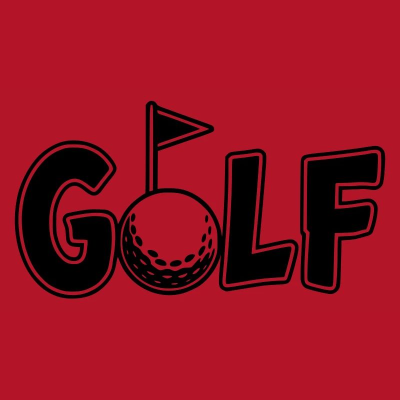Lettrage de golf avec balle de golf et drapeau de golf