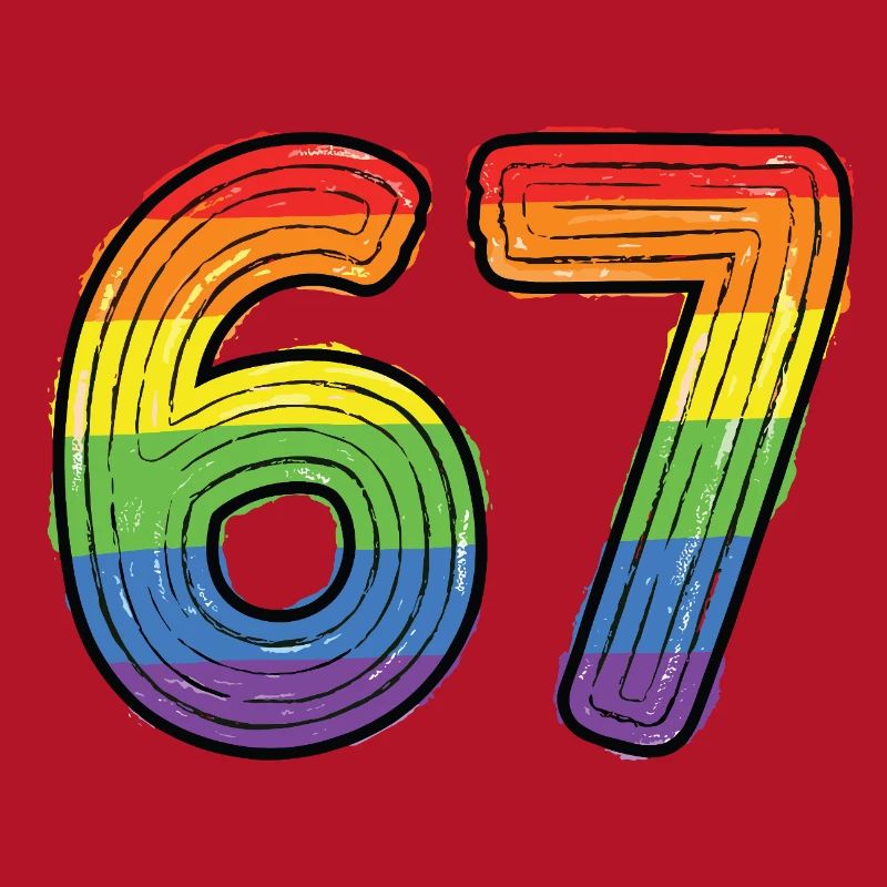Rainbow 67 Bold Handdrawn Six Seven Digit
