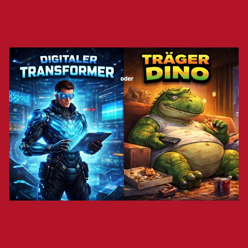 Digitaler Tech-Kämpfer oder träger Dino