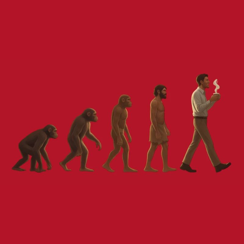 Evolutionsreise: Von Affe zu kaffeetrinkenden Mann