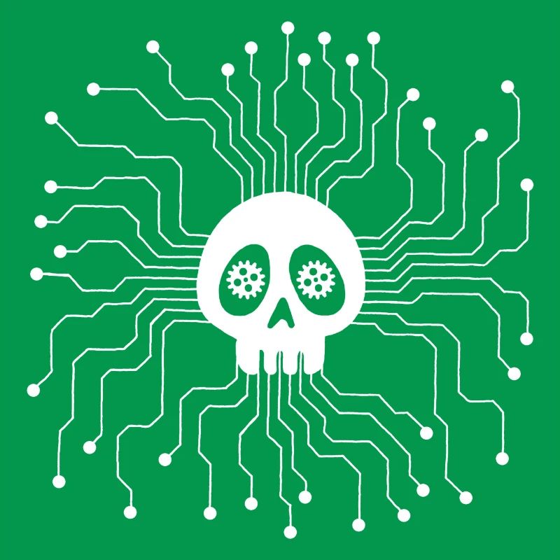 White Microprocessor Skull