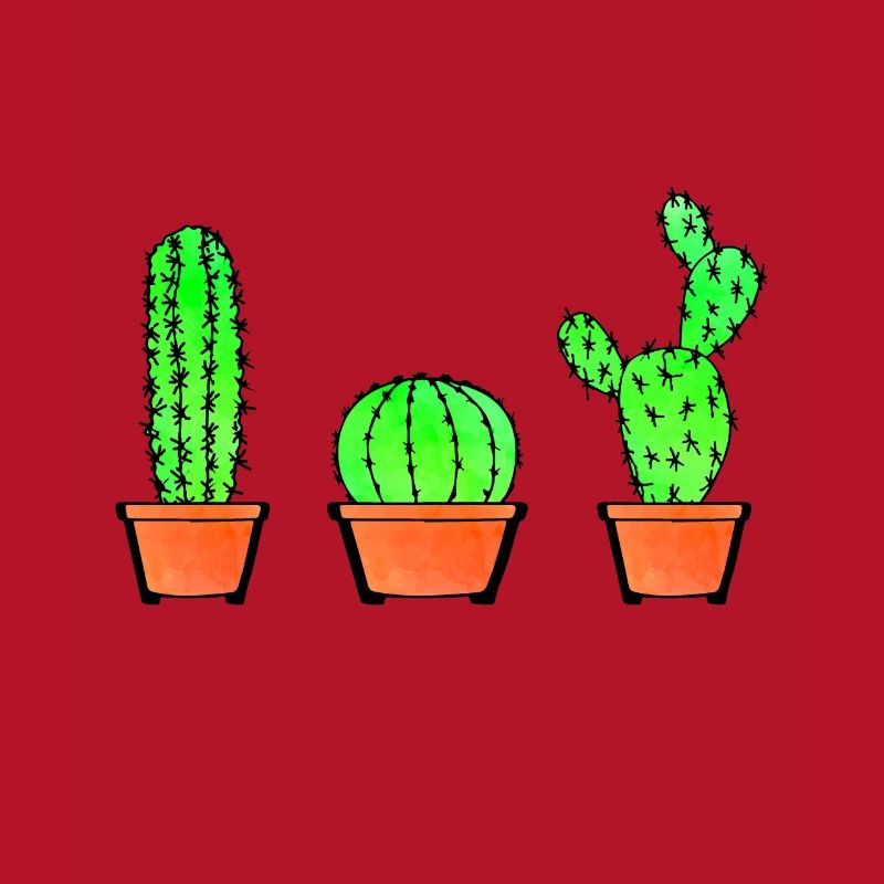 Trois types de cactus aquarelle cactus