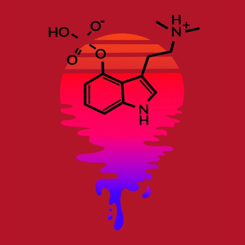 Psilocybin Molecule with Retro Sunset