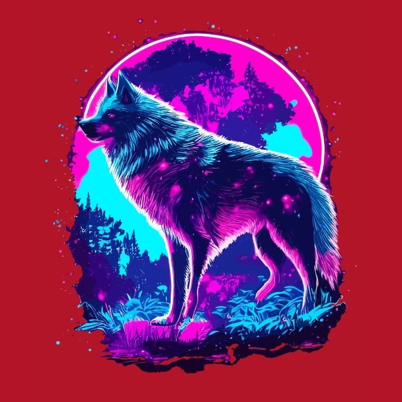 Wolf's Art Psychedelic Neon Synthwave