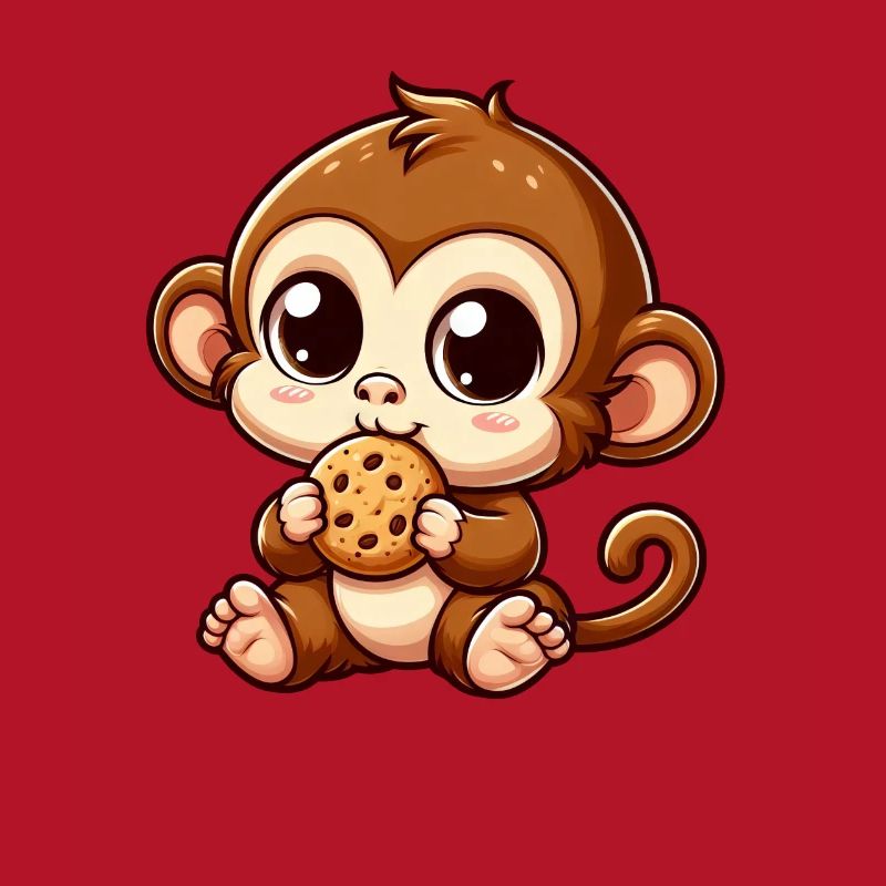 Monkey chimpanzee snacks on cookies
