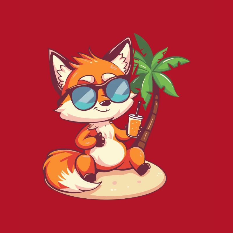 Fuchs Sommer Strand Comic