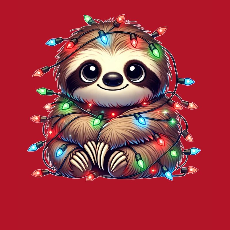 Cute Sloth Christmas String Lights