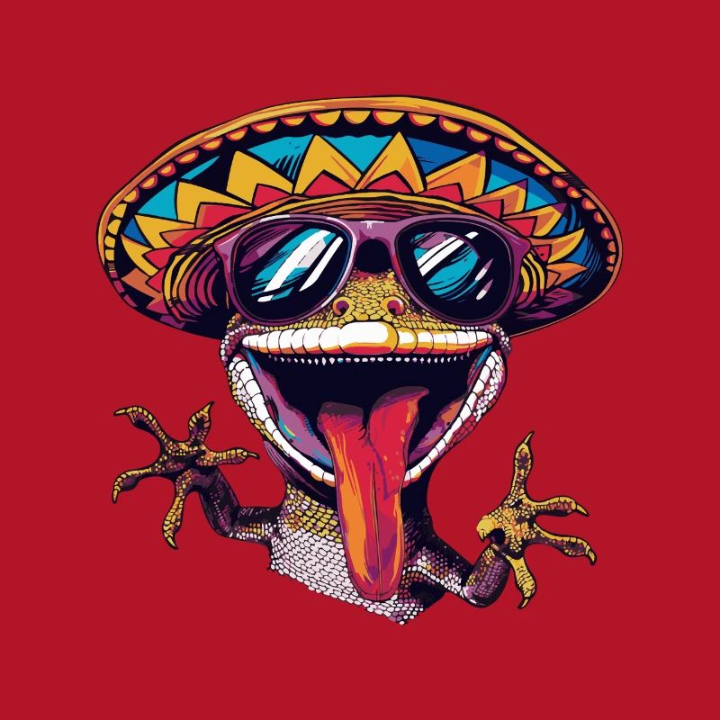 Lizard Gecko Comic Funny Sombrero