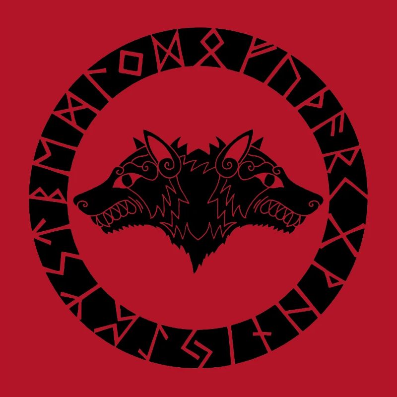 Two-headed black wolf