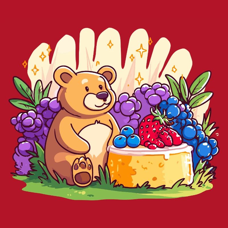 Cuddly bear on fruit cake