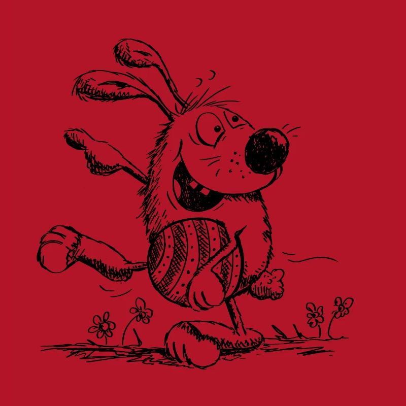 Funny easter bunny with easter egg - easter