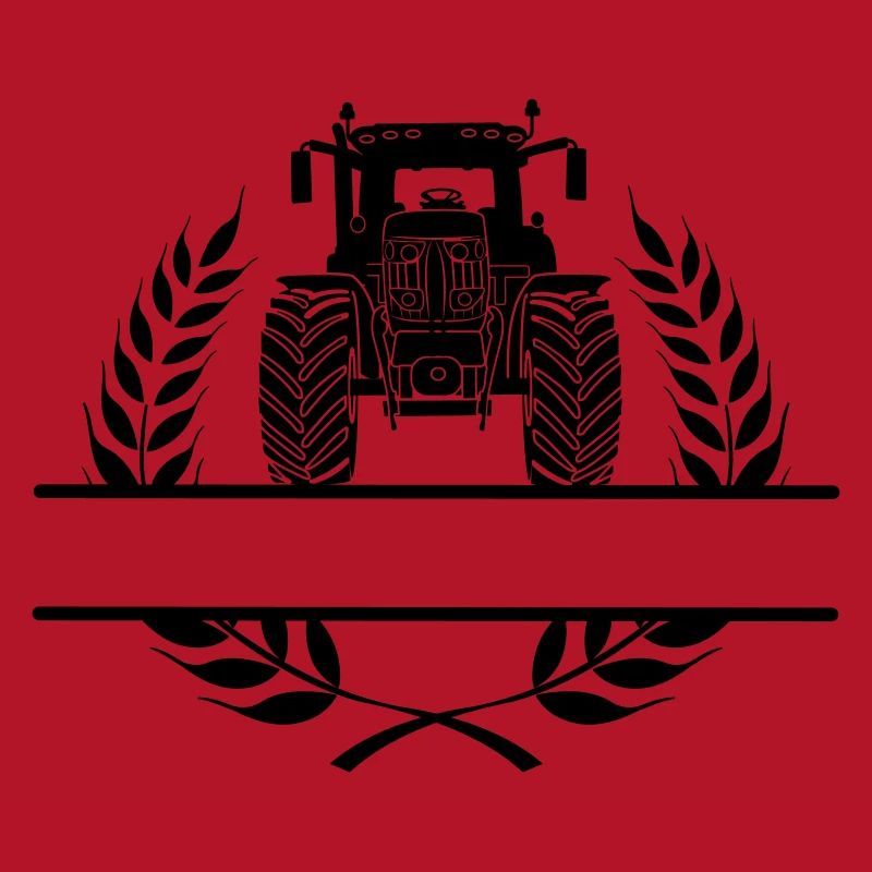Tractor front view in laurel wreath