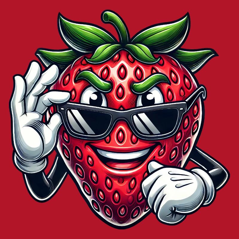 Cool fraise fruit bande dessinée avec lunettes de soleil