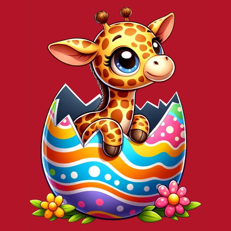 Cute Easter giraffe hatches from the Easter egg
