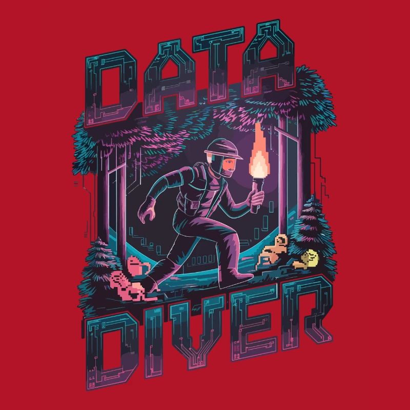 Data Diver Cyber Explorer Rétro Tech Artwork