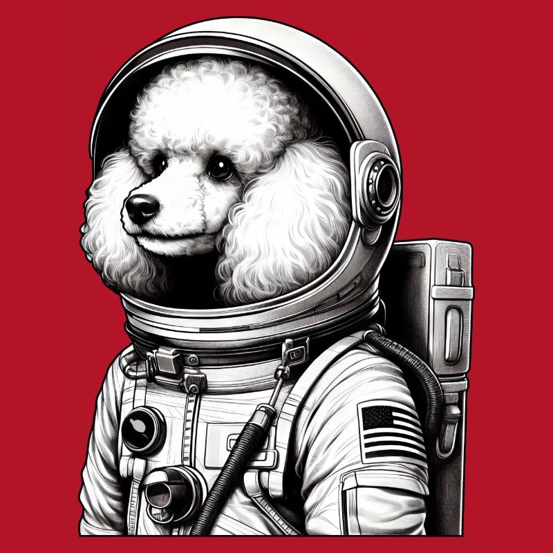 Caniche astronaute dans l’espace émerveillé