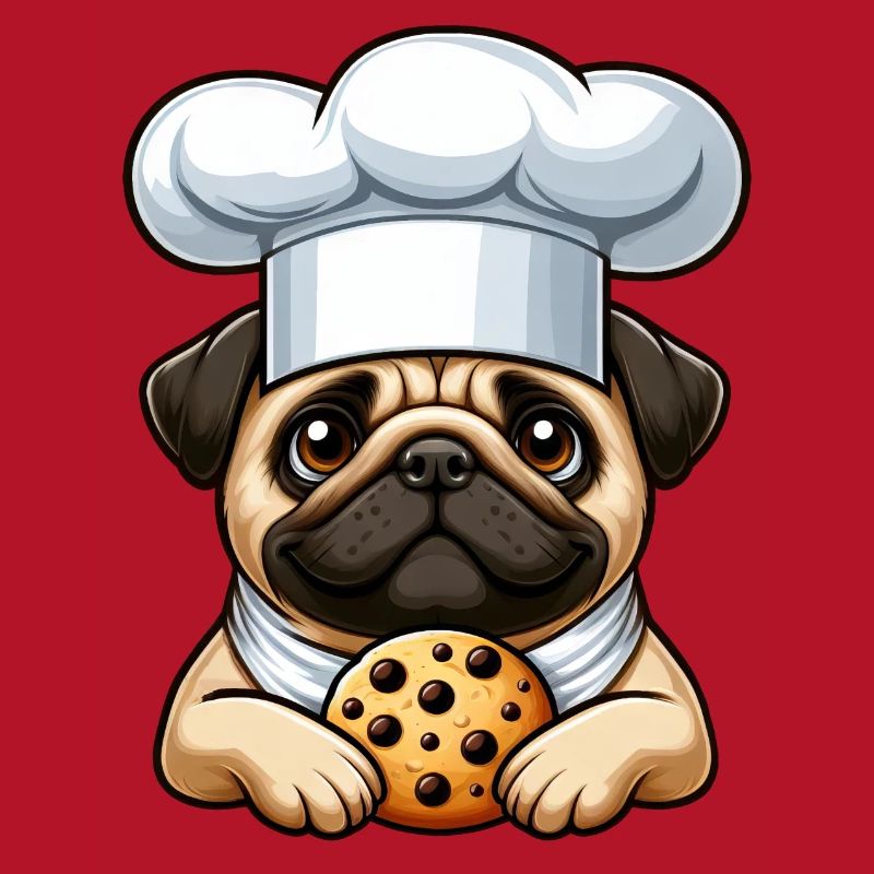 Pug Chef with Biscuit