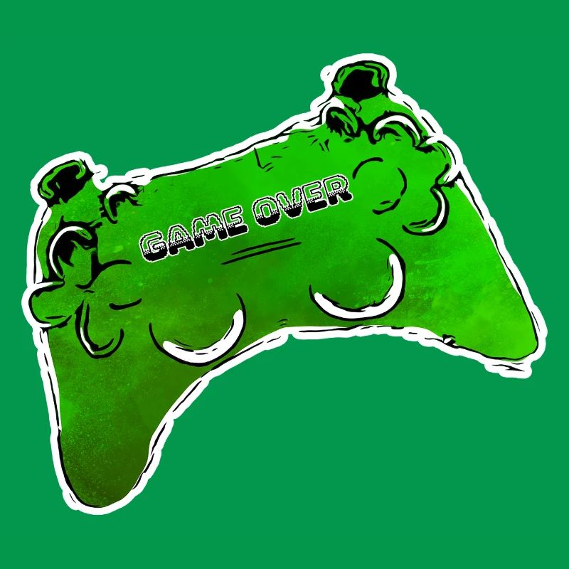 green comic controller with text GAME OVER