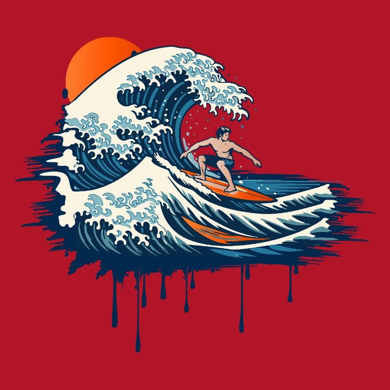 Dynamic Surf Illustration on Powerful Wave