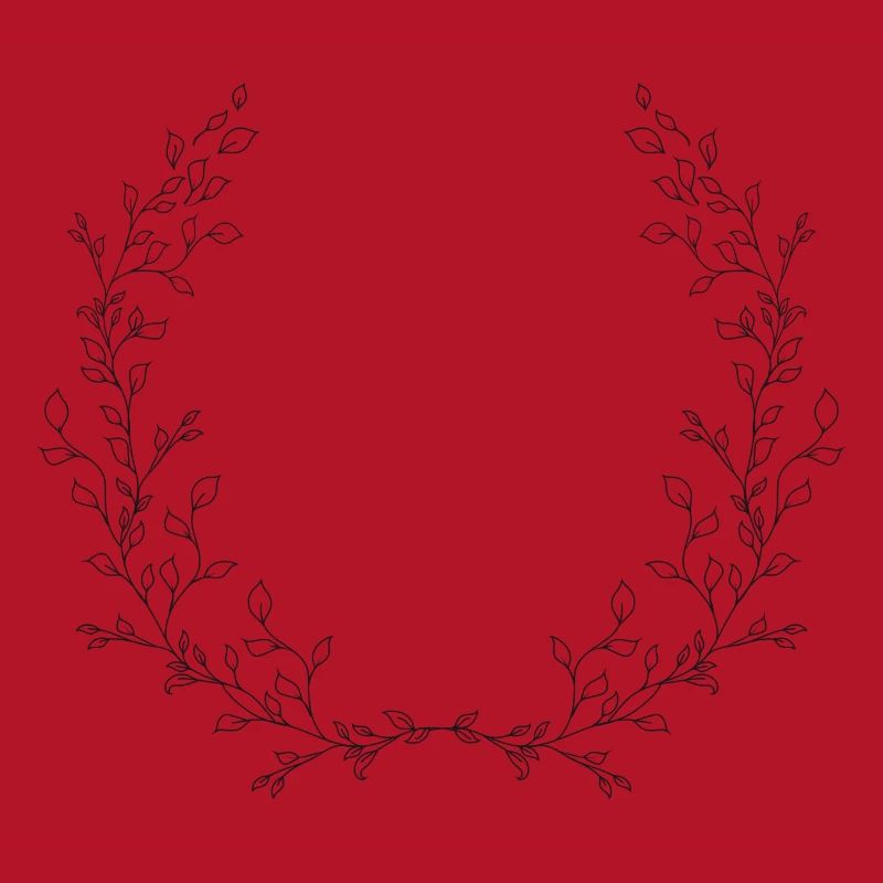 delicately drawn branches as half wreath