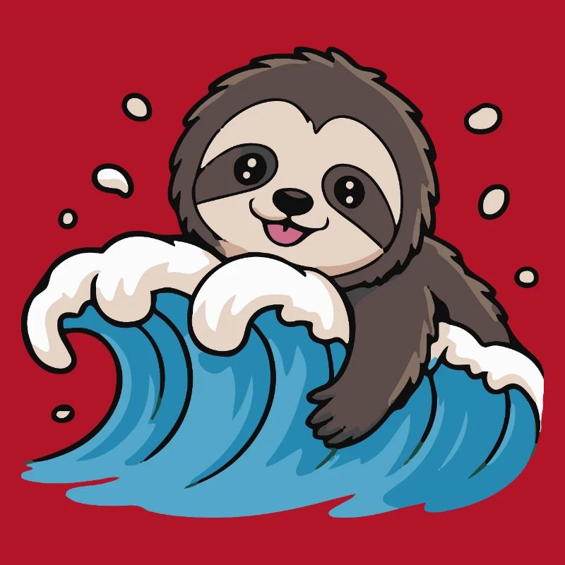 Sloth Surf on Ocean Wave