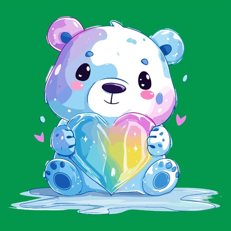 Süßer Eisbär mit Regenbogenherz