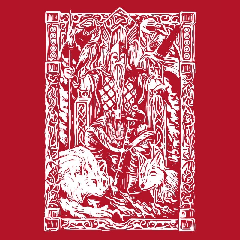 Viking table with wolves and ravens
