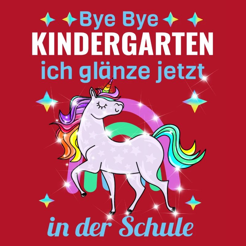 Bye Bye Kindergarten Glitzer Einhorn Einschulung